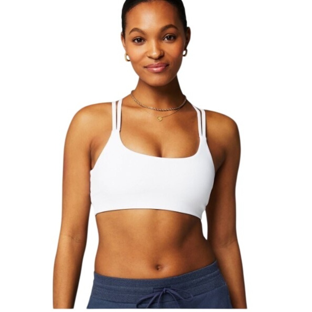 Fabletics Principal Low Impact Sports Bra White Multi-Strap Racerback Small